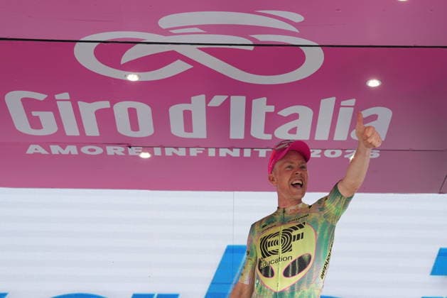 Denmark™s Michael Valgren of EF Education - Easypost stage winner during Stage 17 of the Giro d™Italia from Cassano D Adda to Andalo Italy, Wednesday May 27, 2026  Copyright: xGianmattiaxD Albertoi LaPressex