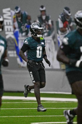 Philadelphia, PA - MAY 27: Philadelphia Eagles wide receiver Hollywood Brown 0 is shown during the Philadelphia Eagles OTA workout on May 27th, 2026 at the NovaCare Complex in Philadelphia, PA. (Photo by Terence Lewis Icon Sportswire) NFL, American Football Herren, USA MAY 27 Philadelphia Eagles OTA EDITORIAL USE ONLY Icon260527005
