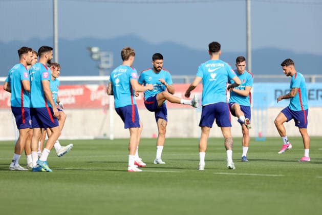 Training session of Croatian national football team Marin Pongracic, Toni Fruk, Martin Erlic, Luka Sucic and Marco Pasalic of Croatia during a training session at Rujevica Stadium in Rijeka, Croatia, on May 27, 2026. The Croatian national football team is holding a pre-World Cup training camp ahead of friendly matches against Belgium and Slovenia.  NelxPavletic PIXSELL