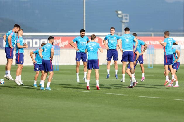 Training session of Croatian national football team Marin Pongracic, Luka Vuskovic, Martin Erlic and Luka Sucic of Croatia during a training session at Rujevica Stadium in Rijeka, Croatia, on May 27, 2026. The Croatian national football team is holding a pre-World Cup training camp ahead of friendly matches against Belgium and Slovenia.  NelxPavletic PIXSELL