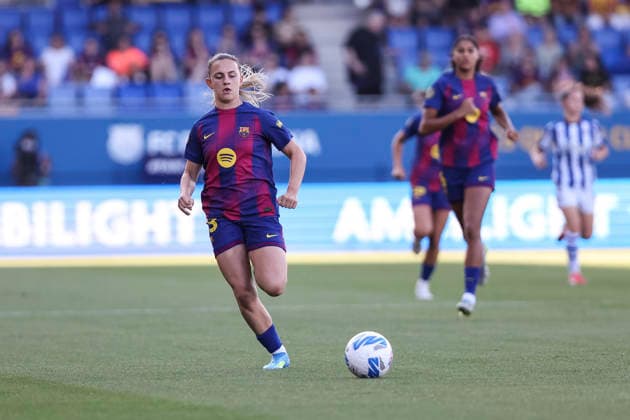 May 27, 2026, Sant Joan Despi, Barcelona, Spain: Carla Julia of FC Barcelona, Barca in action during the Spanish Women league, Liga F, football match played between FC Barcelona and Real Sociedad at Johan Cruyff Stadium on May 27, 2026 in Sant Joan Despi, Barcelona. FC Barcelona V Real Sociedad - Liga F  - ZUMAa181 20260527_zaa_a181_056 Copyright: xJavierxBorregox