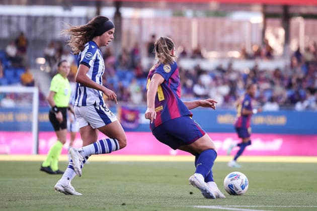May 27, 2026, Sant Joan Despi, Barcelona, Spain: Alexia Putellas of FC Barcelona, Barca and Andreia De Jesus Jacinto of Real Sociedad in action during the Spanish Women league, Liga F, football match played between FC Barcelona and Real Sociedad at Johan Cruyff Stadium on May 27, 2026 in Sant Joan Despi, Barcelona. FC Barcelona V Real Sociedad - Liga F  - ZUMAa181 20260527_zaa_a181_076 Copyright: xJavierxBorregox