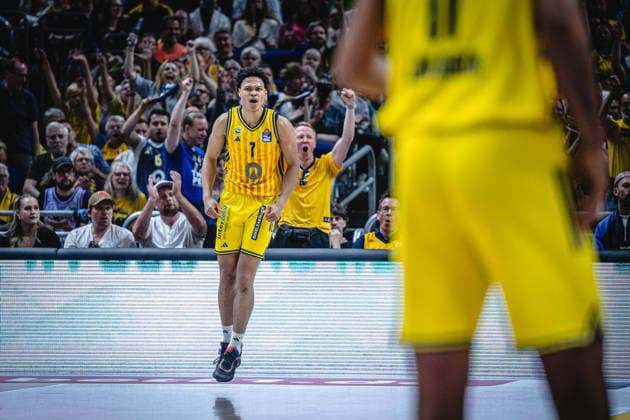 Basketball Berlin 27 05 2026 Season 2025 2026 EasyCredit BBL 1 Bundesliga Men, Men Playoffs Quarterfinals Game 5 Alba Berlin RASTA Vechta Jack Kayil Alba Berlin, No 07 Jubel