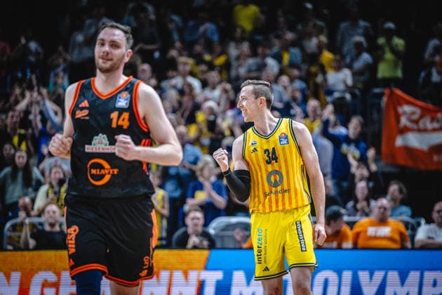 Basketball Berlin 27 05 2026 Season 2025 2026 EasyCredit BBL 1 Bundesliga Men, Men Playoffs Quarterfinals Game 5 Alba Berlin RASTA Vechta Justin Bean Alba Berlin, No 34 Jubel