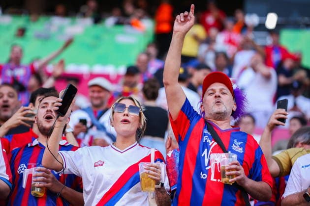 Leipzig 27.05.2026. Football UEFA Conference League Final season 2025 2026 match between Crystal Palace and Rayo Vallecano in Leipzig, Germany --- UEFA Conference League Final sezon 2025 2026 mecz Crystal Palace - Rayo Vallecano Persons Shown : kibice, fans Crystal Palace Fot. Mikolaj Barbanell Arena Akcji NEWSPIX.PL --- newspix.pl 