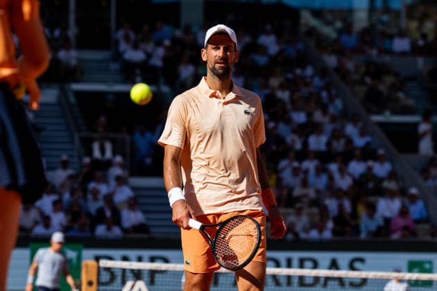 Paris, France - May 27: Novak Djokovic of Serbia is seen in action during his second round match against Valentin Royer of France during Day Four of the 2026 French Open at Roland Garros on May 27, 2026 in Paris, France. (Photo by Pauline FIGUET SPP)  Copyright: xPaulinexFIGUETx xSPPx Sportspressphoto_SPR155560