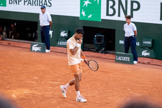 Paris, France - May 27: Novak Djokovic of Serbia celebrates during his second round match against Valentin Royer of France during Day Four of the 2026 French Open at Roland Garros on May 27, 2026 in Paris, France. (Photo by Pauline FIGUET SPP)  Copyright: xPaulinexFIGUETx xSPPx Sportspressphoto_SPR155616