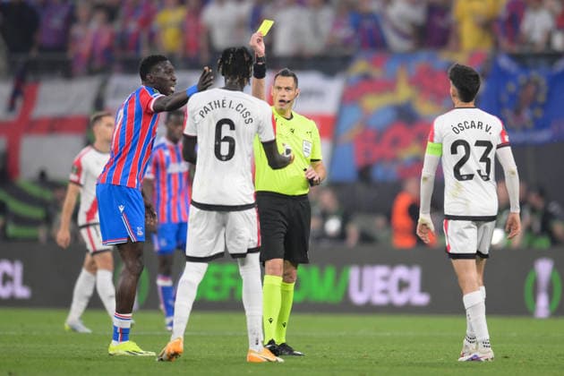 Soccer, UEFA Conference League Final, 20260527, Crystal Palace Rayo Vallecano Pictured from l Pathe CISS Rayo, 6 , Referee Maurizio MARIANI Italy xA xA Leipzig Red Bull Arena Saxony Germany Copyright: Passion2Press MarkusxFischerx
