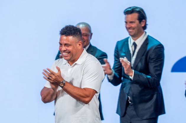 Real Madrid CF Elections 2026. Ronaldo Nazario, Roberto Carlos da Silva Rocha and Santiago Solari during the Florentino Perez presentation of the candidacy for the presidency of Real Madrid CF. May 27, 2026. (ALTERPHOTOS Acero) MadridSpain  Copyright: xAcerox