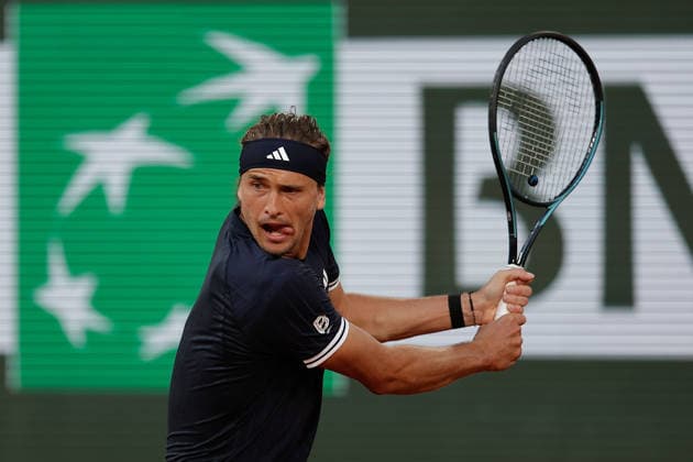 French Open Alexander Zverev GER plays a backhand during at the 2026 Roland Garros tournament in Paris, FRANCE, on May 27 2026 Copyright: AntonioxBorga