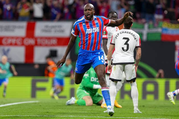 27.05.2026, EUR, Fussball, Herren, Conference League Finale, Saison 2025 2026, Crytsal Palace F.C. - Rayo Vallecano de Madrid Jean-Philippe Mateta (Crystal Palace, 14) Torjubel, jubelt nach seinem Treffer zum 1:0 Leipzig Leipzig Stadium Sachsen Deutschland *** 27 05 2026, EUR, Football, Men, Conference League Final, Season 2025 2026, Crytsal Palace F C Rayo Vallecano de Madrid Jean Philippe Mateta Crystal Palace, 14 goal celebration, cheers after his goal for 1 0 Leipzig Leipzig Stadium Saxony Germany Copyright: xAdrianxSchlüterx