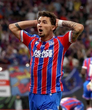 YÃ remi Pino of Crystal Palace reacts after a missed opportunity on goal Crystal Palace v Rayo Vallecano, UEFA Conference League, Final, Football, Red Bull Arena, Leipzig, Germany - 27 May 2026Leipzig Red Bull Arena Germany EDITORIAL USE ONLY No use with unauthorised audio, video, data, fixture lists, club league logos or live services. Online in-match use limited to 120 images, no video emulation. No use in betting, games or single club league player publications.  Copyright: xKieranxMcManus Shutterstockx 16898266cw