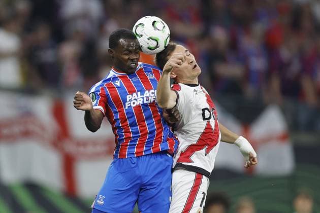 LEIPZIG - (lr) Tyrick Mitchell of Crystal Palace FC, Jorge De Frutos of Rayo Vallecano de Madrid during the UEFA Conference League final between Crystal Palace FC and Rayo Vallecano de Madrid at the Leipzig Arena on 27 May 2026 in Leipzig, Germany. MAURICE VAN STEEN ANP UEFA Conference League - FINAL 2025-2026 xVIxANPxSportx xMauricexvanxSteenxIVx 559467237 originalFilename: 559467237.jpg