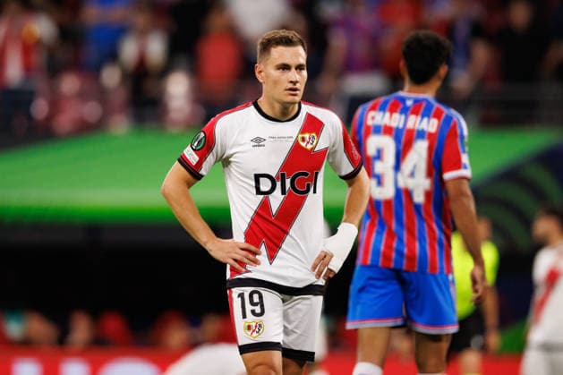 Jorge de Frutos seen during UEFA Conference League 2026 final game between teams of Crystal Palace FC and Rayo Vallecano de Madrid (Maciej Rogowski Ball Raw Images) Leipzig Red Bull Arena Germany Copyright: xMaciejxRogowskix ROG3_CP_RAY_2526-15-2