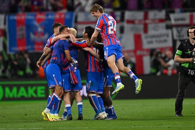 Crystal Palace v Rayo Vallecano - UEFA Conference League Final LEIPZIG, GERMANY - MAY 27: Players of Crystal Palace celebrate during the UEFA Conference League Final 2026 match between Crystal Palace FC and Rayo Vallecano de Madrid at Football Arena Leipzig, in Leipzig, Germany, on May 27, 2026. Halil Sagirkaya Anadolu Leipzig Germany. Editorial use only. Please get in touch for any other usage.  Copyright: x2026xAnadoluxHalilxSagirkayax