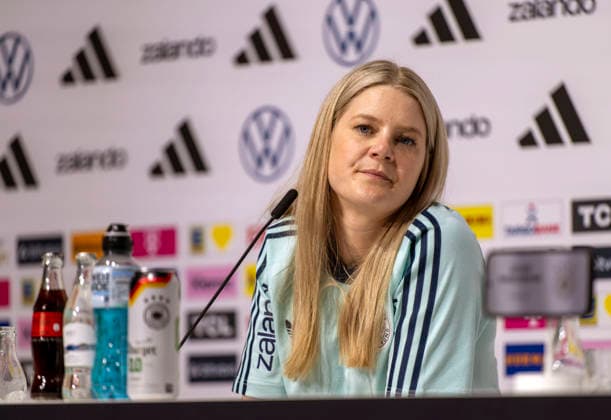 27 05 2026, Football DFB national team Germany, training camp before the World Cup, kick-off press conference in the media center HALFTIME at ADIDAS, in Herzogenaurach DFB press spokeswoman Franziska Wülle,