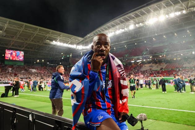 Leipzig 27.05.2026. Football UEFA Conference League Final season 2025 2026 match between Crystal Palace and Rayo Vallecano in Leipzig, Germany --- UEFA Conference League Final sezon 2025 2026 mecz Crystal Palace - Rayo Vallecano Persons Shown : Jean-Philippe Mateta Fot. Mikolaj Barbanell Arena Akcji NEWSPIX.PL --- newspix.pl 