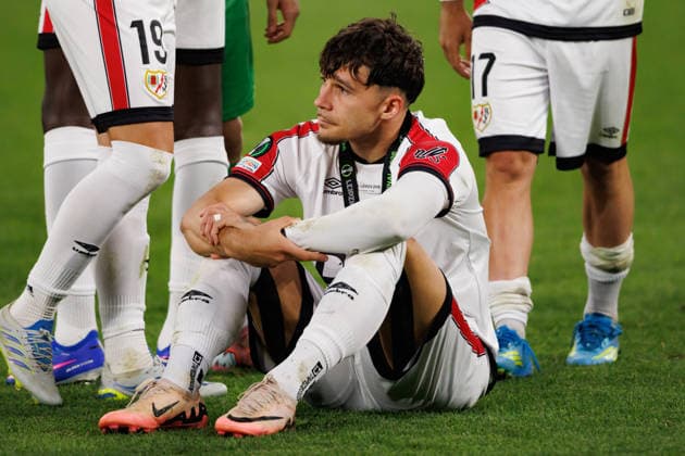 Adrian Ratiu seen during UEFA Conference League 2026 final game between teams of Crystal Palace FC and Rayo Vallecano de Madrid (Maciej Rogowski Ball Raw Images) Leipzig Red Bull Arena Germany Copyright: xMaciejxRogowskix ROG4_CP_RAY_2526-64