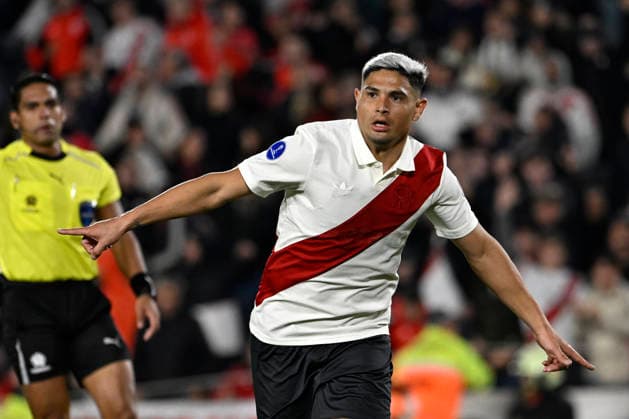 BUENOS AIRES, ARGENTINA - MAY 27: Maximiliano Salas of River Plate celebrate your goal during the match between River Plate (Argentina) and Blooming (Bolivia) for the 6th round of Group H of the 2026 Copa Sudamericana at Estadio Mas Monumental Antonio Vespucio Liberti on May 27, 2026 in Buenos Aires, Argentina. (Photo by Diego Alberto Haliasz Imago) Distrito Federal Argentina Copyright: xDiegoxAlbertoxHaliaszx