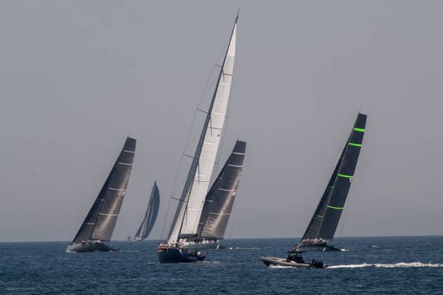 May 27, 2026, Sorrento, Naples, Italy: Five boats seen during the race in Sorrento. In the third day of the Tre Golfi Sailing Week, sailing boats continued the inshore racing for the IMA Maxi European Championship, EM, Europameisterschaft Sorrento Italy - ZUMAf172 0857731280st Copyright: xValeriaxFerrarox