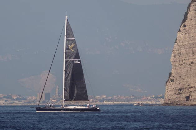 May 27, 2026, Sorrento, Naples, Italy: A boat seen near the rocks in Sorrento. In the third day of the Tre Golfi Sailing Week, sailing boats continued the inshore racing for the IMA Maxi European Championship, EM, Europameisterschaft Sorrento Italy - ZUMAf172 0857731319st Copyright: xValeriaxFerrarox