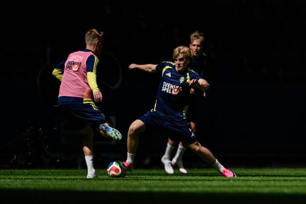 260528 Lucas Bergvall of the Swedish national football team at a training session on May 28, 2026 in Stockholm Photo Johanna Säll BILDBYRAN kod JL JL0620 fotboll football soccer fotball landskamp träning practice training sverige sweden sverige a fifa world cup vm bbeng  Copyright: JOHANNAxSÄLL BB260528BB234