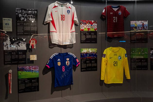 HONGKONG-SOCCER FIFA-MUSEUM Soccer players jersey on display at the FIFA Museum Hong Kong during a press event in Hong Kong, May 28, 2026. NEXPHER Vernon Yuen HONG KONG