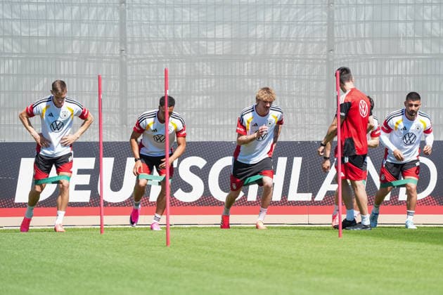 Nico Schlotterbeck Germany Germany , Nick Woltemade Germany Germany , Deniz Undav Germany Germany Herzo Base 28 05 2026 German national team, training camp for World Cup preparation, Home Ground, HerzoBase, World of Adidas, Herzogenaurach