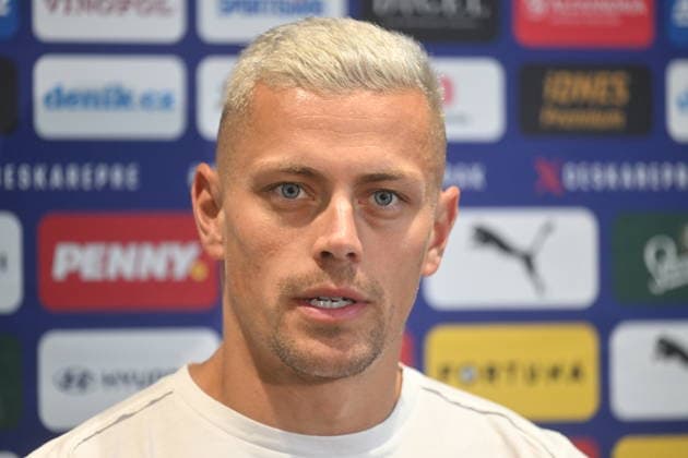 Tomas Holes speaks during the press conference, PK, Pressekonferenz of Czech national football team during the meeting prior to the World Cup in Prague, Czech Republic, May 28, 2026. (CTKxPhoto MichaelaxRihova) CTKPhotoP2026052804151  CTKPhotoP2026052804151