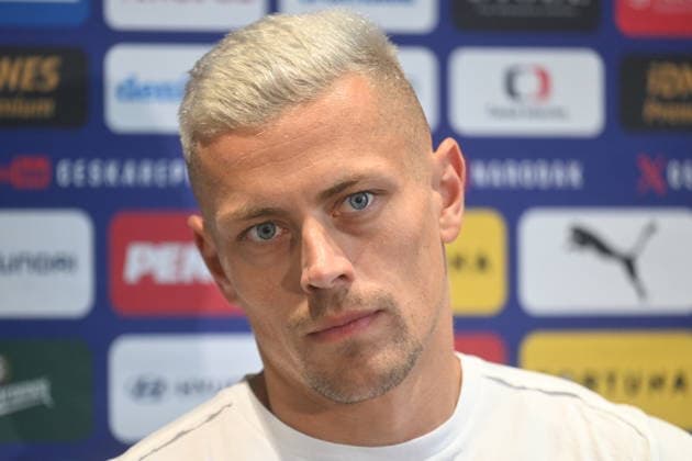 Tomas Holes speaks during the press conference, PK, Pressekonferenz of Czech national football team during the meeting prior to the World Cup in Prague, Czech Republic, May 28, 2026. (CTKxPhoto MichaelaxRihova) CTKPhotoP2026052804162  CTKPhotoP2026052804162