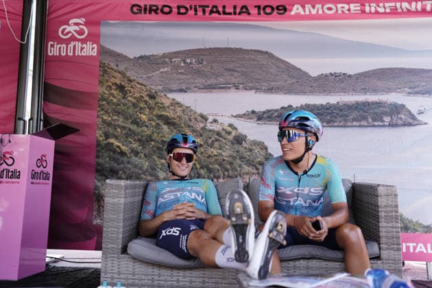 Riders before the start during Stage 18 of the Giro d™Italia, from Fai della Paganella to Pieve di Soligo, Italy - Thursday May 28, 2026.  Copyright: xMassimoxPaolonex xLaPressex