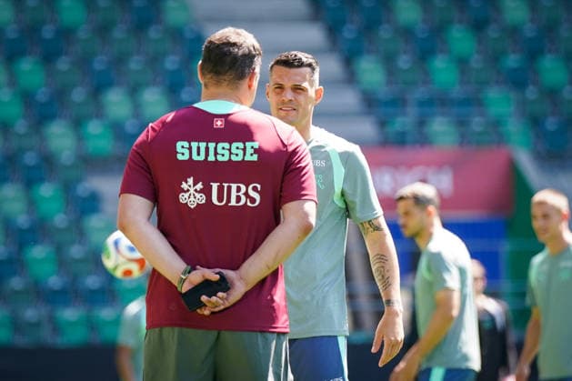Switzerland Football Swiss national team 2026, Training of the Swiss national team Kybunpark St Gallen Granit Xhaka Switzerland, 10 Copyright: xJOERANxSTEINSIEKx