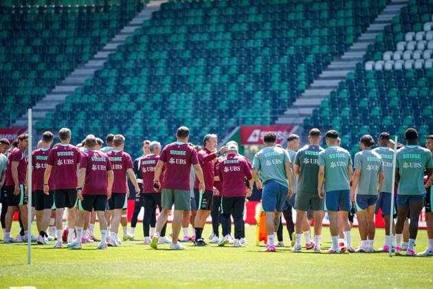 Switzerland Soccer Swiss national team 2026, Training of the Swiss national team Kybunpark St Gallen Murat Yakin coach, Switzerland team photo, long shot Copyright: xJOERANxSTEINSIEKx