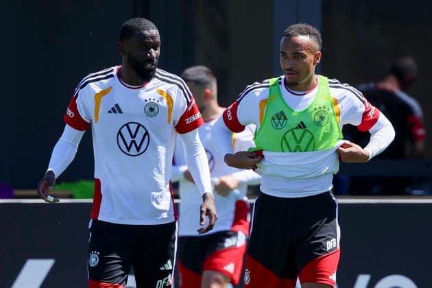 Antonio Ruediger Germany and Jamie Leweling Germany talk together, , Training of the German national soccer team, Home Ground on May 28, 2026 in Herzogenaurach, Germany Photo by Marco Steinbrenner DeFodi Images Antonio Ruediger Germany and Jamie Leweling Germany talk together, , Training of the German national soccer team, Home Ground, May 28, 2026 in Herzogenaurach, Germany Photo by Marco Steinbrenner DeFodi Images