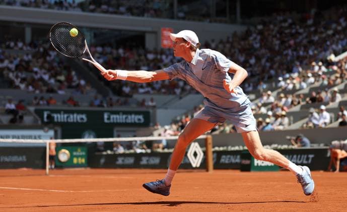 Italian Jannik Sinner pictured in action during at the Roland Garros French Open tennis tournament, in Paris, France, Thursday 28 May 2026. This year s tournament takes place from 18 May to 07 June. VIRGINIExLEFOUR  x175256360x
