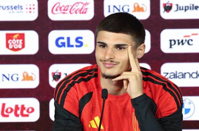Belgium s Matias Fernandez-Pardo pictured during a press conference, PK, Pressekonferenz of Belgian national soccer team Red Devils to announce a new player for the 2026 FIFA World Cup, WM, Weltmeisterschaft, Fussball at the Proximus Basecamp in Tubize, on Thursday 28 May 2026. The 2026 FIFA World Cup will take place in the United States, Mexico, and Canada from 11 06 to 19 07. BRUNOxFAHY  x175259239x