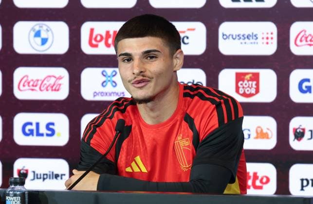 Belgium s Matias Fernandez-Pardo pictured during a press conference, PK, Pressekonferenz of Belgian national soccer team Red Devils to announce a new player for the 2026 FIFA World Cup, WM, Weltmeisterschaft, Fussball at the Proximus Basecamp in Tubize, on Thursday 28 May 2026. The 2026 FIFA World Cup will take place in the United States, Mexico, and Canada from 11 06 to 19 07. BRUNOxFAHY  x175260257x