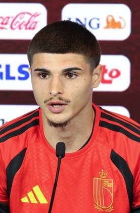 Belgium s Matias Fernandez-Pardo pictured during a press conference, PK, Pressekonferenz of Belgian national soccer team Red Devils to announce a new player for the 2026 FIFA World Cup, WM, Weltmeisterschaft, Fussball at the Proximus Basecamp in Tubize, on Thursday 28 May 2026. The 2026 FIFA World Cup will take place in the United States, Mexico, and Canada from 11 06 to 19 07. BRUNOxFAHY  x175260305x