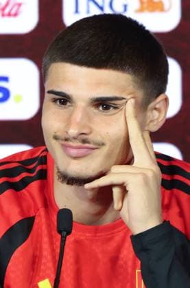 Belgium s Matias Fernandez-Pardo pictured during a press conference, PK, Pressekonferenz of Belgian national soccer team Red Devils to announce a new player for the 2026 FIFA World Cup, WM, Weltmeisterschaft, Fussball at the Proximus Basecamp in Tubize, on Thursday 28 May 2026. The 2026 FIFA World Cup will take place in the United States, Mexico, and Canada from 11 06 to 19 07. BRUNOxFAHY  x175260334x