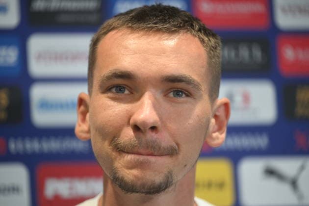 Matej Kovar speaks during the press conference, PK, Pressekonferenz of Czech national football team during the meeting prior to the World Cup in Prague, Czech Republic, May 28, 2026. (CTKxPhoto MichaelaxRihova) CTKPhotoP2026052804755  CTKPhotoP2026052804755