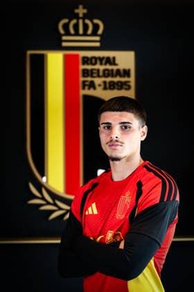 Belgium s Matias Fernandez-Pardo poses for the photographer after a press conference, PK, Pressekonferenz of Belgian national soccer team Red Devils to announce a new player for the 2026 FIFA World Cup, WM, Weltmeisterschaft, Fussball at the Proximus Basecamp in Tubize, on Thursday 28 May 2026. The 2026 FIFA World Cup will take place in the United States, Mexico, and Canada from 11 06 to 19 07. BRUNOxFAHY  x175264292x