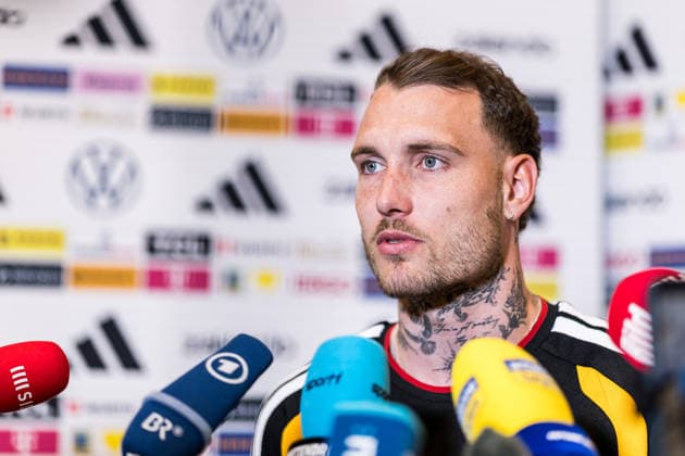 HERZOGENAURACH, GERMANY - MAY 28: David Raum (Germany, 22) during a media session during the training camp of Germany to prepare for the FIFA World Cup, WM, Weltmeisterschaft, Fussball 2026 on May 28, 2026 in Herzogenaurach, Germany. Bavaria Germany Copyright: xSteffiexWunderlx