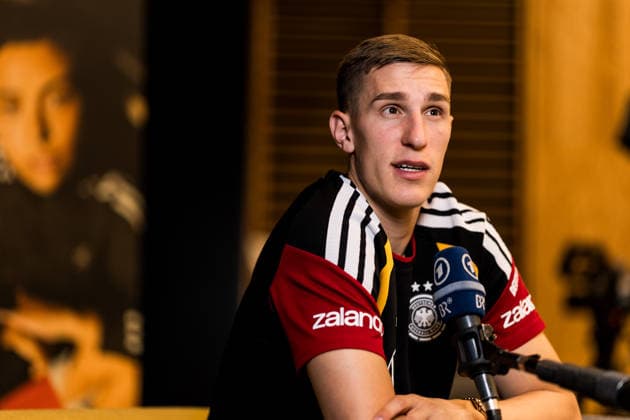 HERZOGENAURACH, GERMANY - MAY 28: Nico Schlotterbeck (Germany, 15) during a media session during the training camp of Germany to prepare for the FIFA World Cup, WM, Weltmeisterschaft, Fussball 2026 on May 28, 2026 in Herzogenaurach, Germany. Bavaria Germany Copyright: xSteffiexWunderlx
