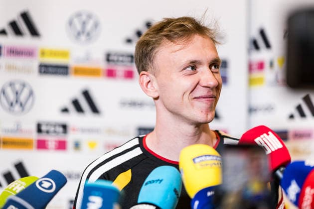 HERZOGENAURACH, GERMANY - MAY 28: Maximilian Beier (Germany, 14) during a media session during the training camp of Germany to prepare for the FIFA World Cup, WM, Weltmeisterschaft, Fussball 2026 on May 28, 2026 in Herzogenaurach, Germany. Bavaria Germany Copyright: xSteffiexWunderlx