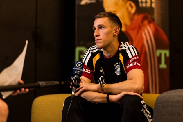 HERZOGENAURACH, GERMANY - MAY 28: Nico Schlotterbeck (Germany, 15) during a media session during the training camp of Germany to prepare for the FIFA World Cup, WM, Weltmeisterschaft, Fussball 2026 on May 28, 2026 in Herzogenaurach, Germany. Bavaria Germany Copyright: xSteffiexWunderlx