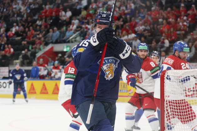 28 05 2026 Swiss Life Arena Zurich , SWITZERLAND, Mens Ice Hockey IIHF World Championship Zurich 2026 Quarterfinal FIN CZE Anton Lundell FIN after his goal to make it 2 0