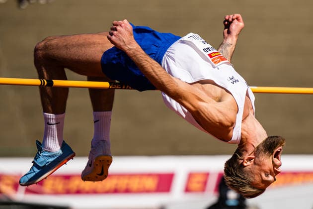 260528 Erlend Bolstad Raa of Norway competes in men™s high jump during the Trond Mohn Games on May 28, 2026 in Bergen Photo Marius Simensen BILDBYRAN Cop 238 MM0068 athletics bbeng friidrett friidrott norge norway trond mohn games  Copyright: MARIUSxSIMENSEN BB260528ZW008