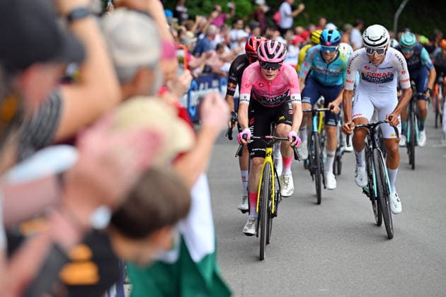 Denmark™s Jonas Vingegaard Hansen of Team Visma Lease A Bike (Pink jersey) during Stage 18 of the Giro d™Italia, from Fai della Paganella to Pieve di Soligo, Italy - Thursday May 28, 2026.  Copyright: xTimxDexWaele Gettyimages Lapressx