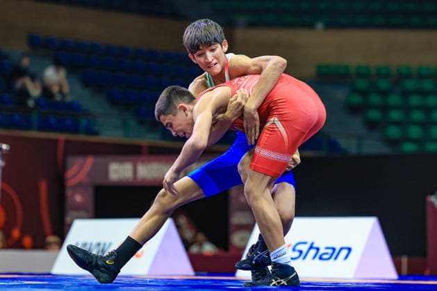 U17 Wrestling Asian Championships 45kg GR Armin Amin Esmaeili IRI df Tokhirjon Karimov UZB Copyright: xAmirrezaxAliasgarix xUnitedxWorlx Kadir Caliskan United World Wr