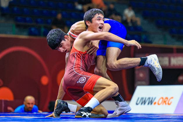 U17 Wrestling Asian Championships 48kg GR Ali Morteza Esmaeili Leivesi IRI df Javokhir Sharifboev UZB Copyright: xAmirrezaxAliasgarix xUnitedxWorlx Kadir Caliskan United World Wr
